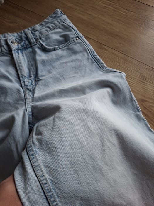 Rozmiar XXS, H&M jasne szerokie jeansy, spodnie jeansowe wide leg