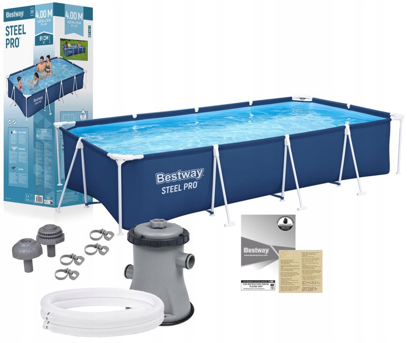 56424 Bestway Basen Stelażowy Ogrodowy 400x211x81cm Pompa