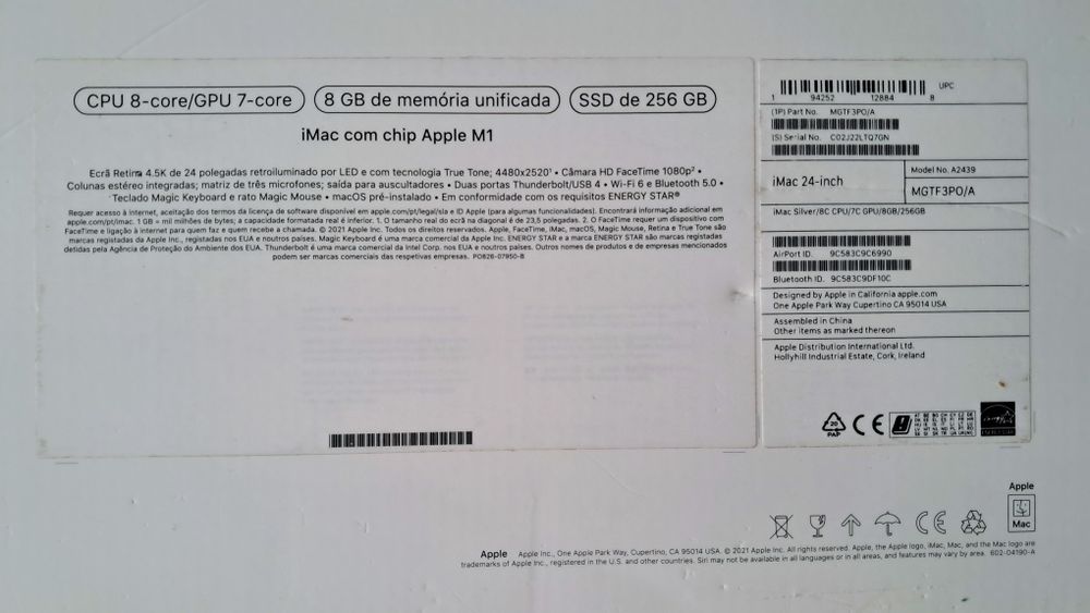 20€ - Caixa iMac 24" / 5€ - Caixa iphone:  13 Pro Max  - Xs - Airpods