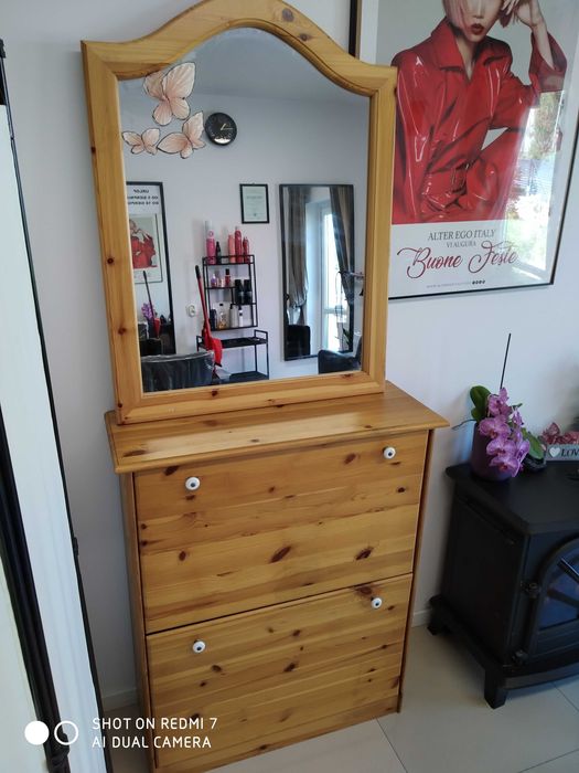Szafka na buty + lustro lita sosna