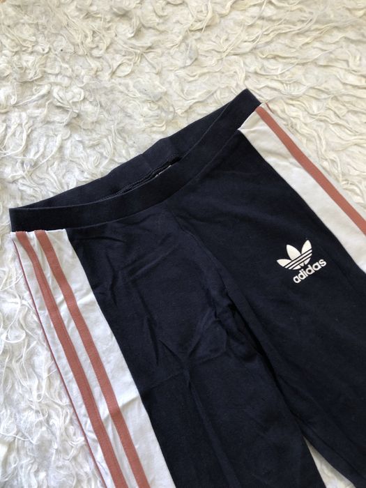 Spodnie dresy Adidas 3 stripes paski rozmiar S granatowe