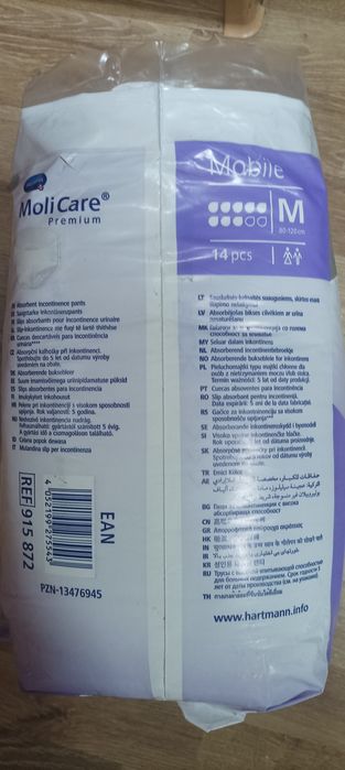 Pieluchomajtki MoliCare dla dorosłych rozmiar M, 14 sztuk