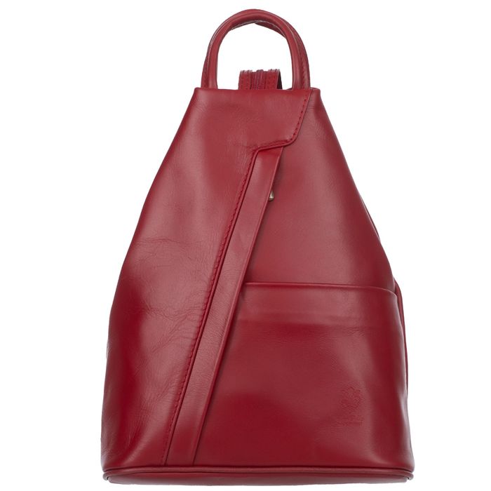 VERA PELLE plecak skórzany licowy elegancki trójkątny V520 bordowy