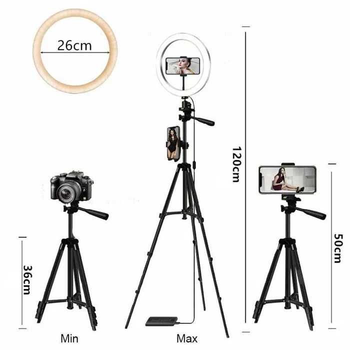 Ring Light LED 26cm USB com Tripé para Streaming, Lives e Vídeos NOVO