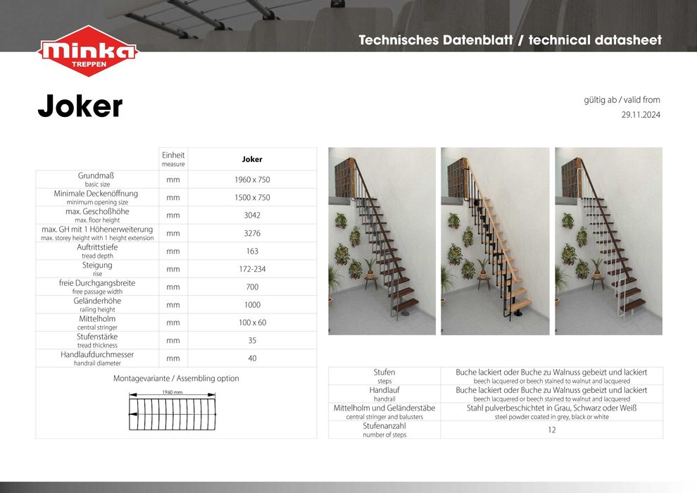 Schody modułowe MINKA Joker/ Bukowe/ Proste