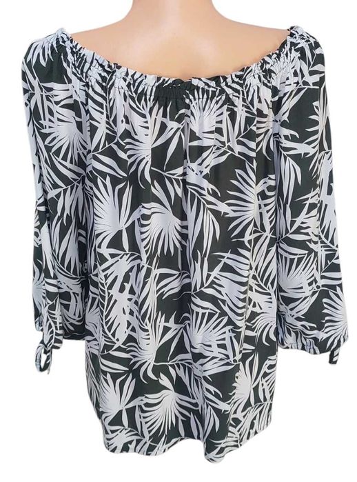Czarna bluzka w białe liście STREET ONE , R. XL