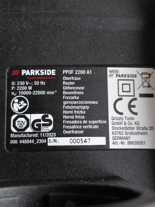 Frezarka górnowrzecionowa Parkside PPOF 2200 A1