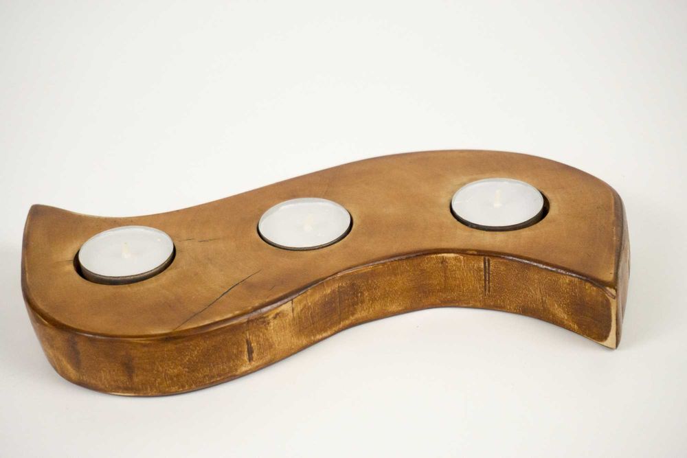 Świecznik z drewna brzozowego