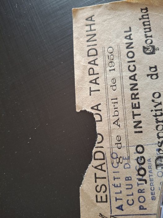 Raro bilhete futebol 1950 ! Atletico tapadinha desportivo Corunha
