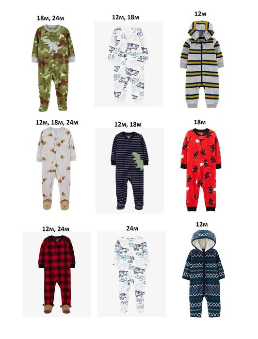 Чоловічки флісові картерс carters сліп на хлопчиків і дівчаток