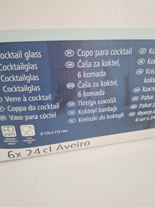 Krystaliczne 6 szt kieliszki do Martini koktajli deserów zestaw komple