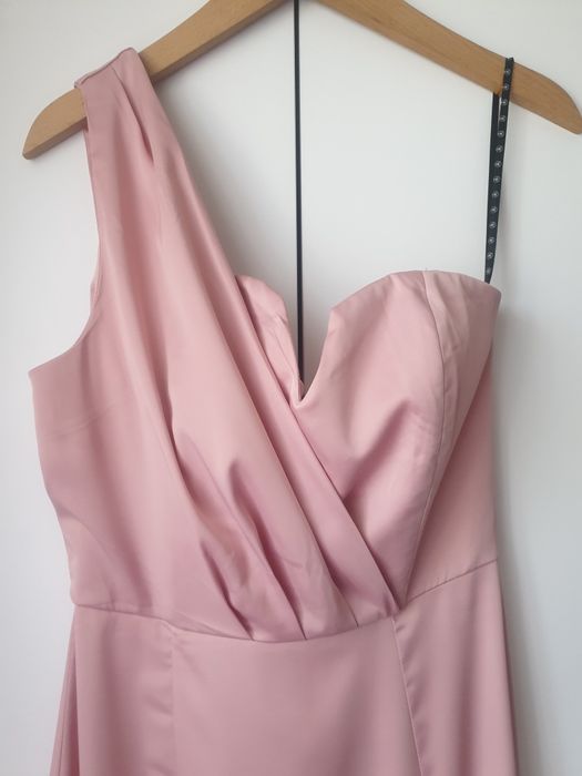 Missguided różowa długa sukienka, S, asymetryczna