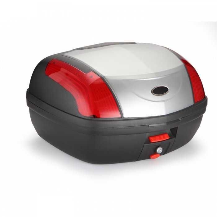 Mala grande Top Case 2 capacetes cinza mota Bagageira moto