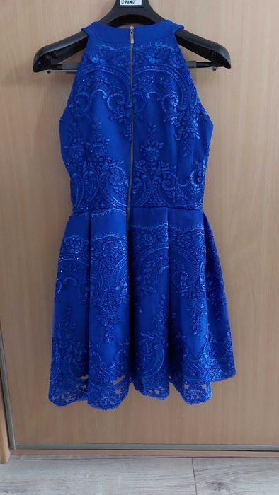 Sukienka mini wieczorowa/na wesele granatowa + półhalka