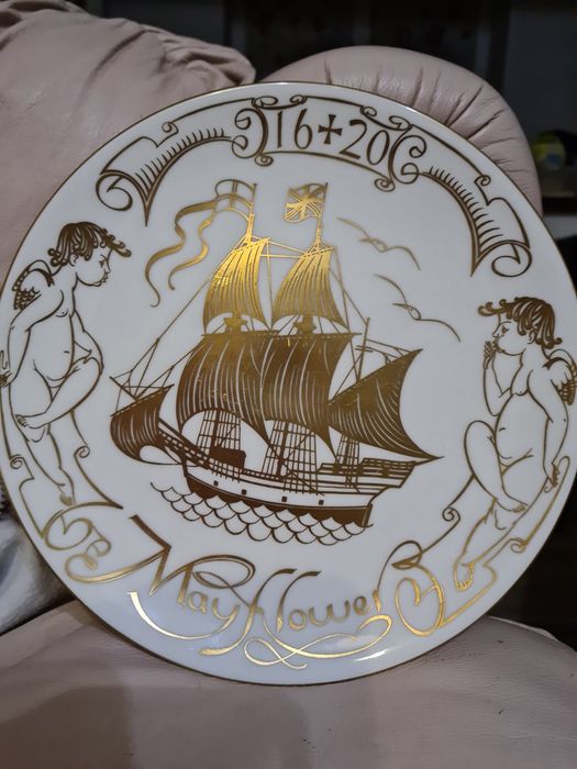 Porcelanowy talerz,  aniołki