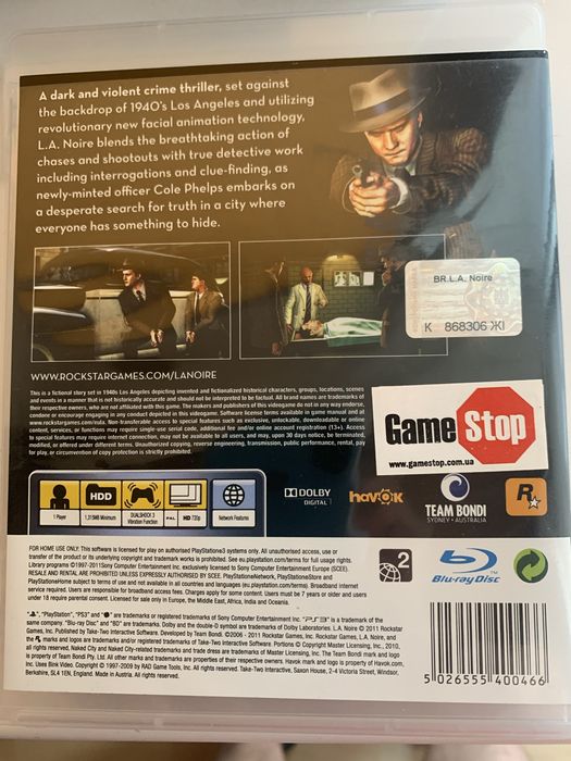 L.A. Noire PS3 Eng