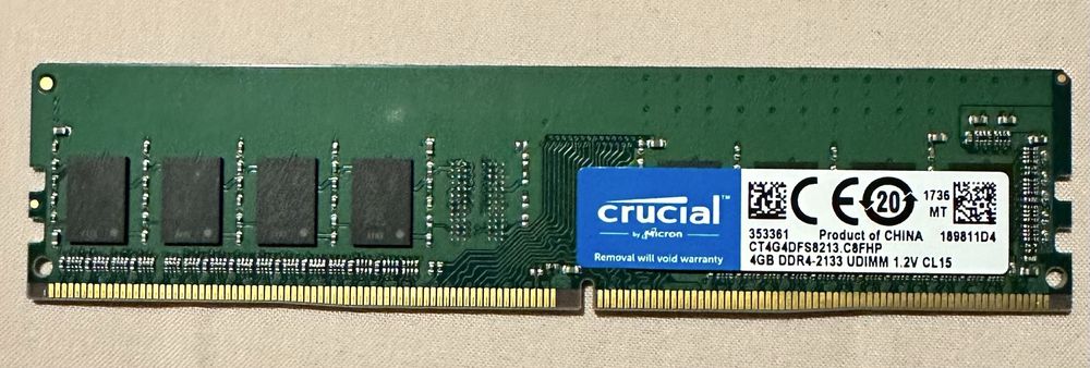 Memória ram Crucial 4gb ddr4 2133 udimm