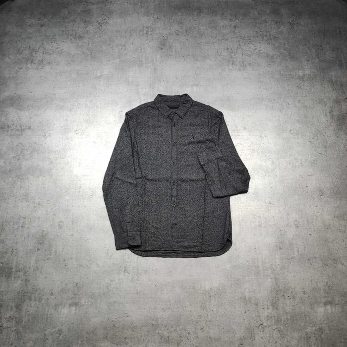 MĘSKA Koszula PREMIUM Elegancka Pleciona Ciemno Szara Haft AllSaints