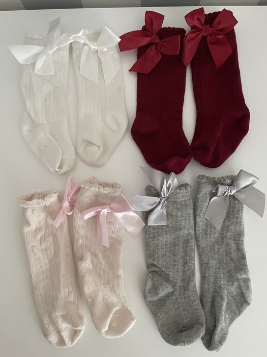 Skarpetki podkolanówki dziewczęce z kokardkami 9/12 miesięcy