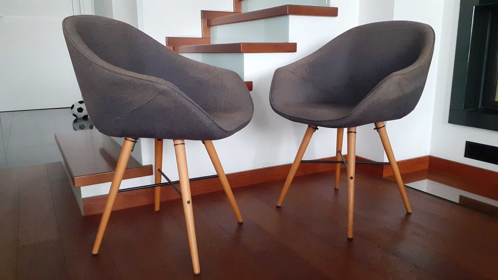 krzesła fotel do jadalni salonu szare nowoczesne vintage krzesło