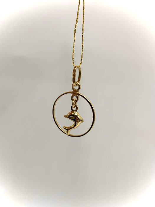 Złota Zawieszka delfin 14k
