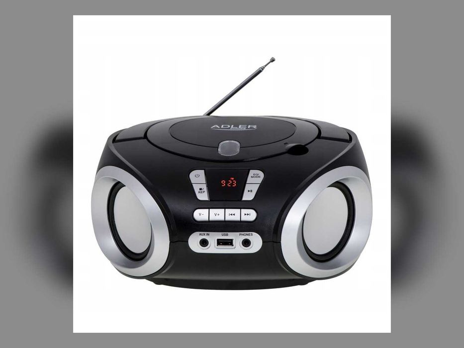 Radioodtwarzacz CD USB MP3 Czarny Boombox Radio Kuchenne Przenośne
