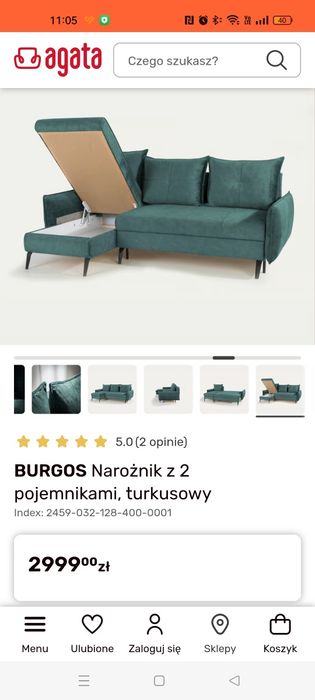 Narożnik z 2 pojemnikami na pościel