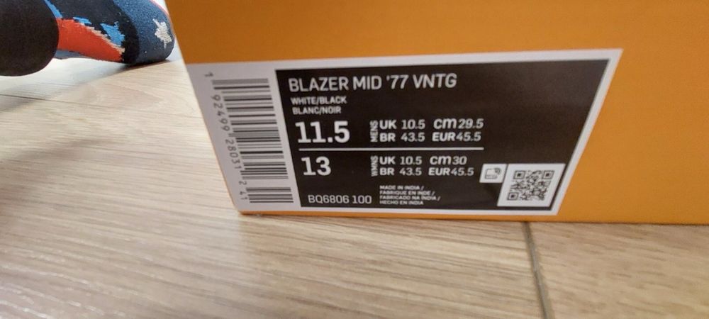 Nike Blazer на наш 45 розмір us 12,5 та 44 розмір 11,5 розмір