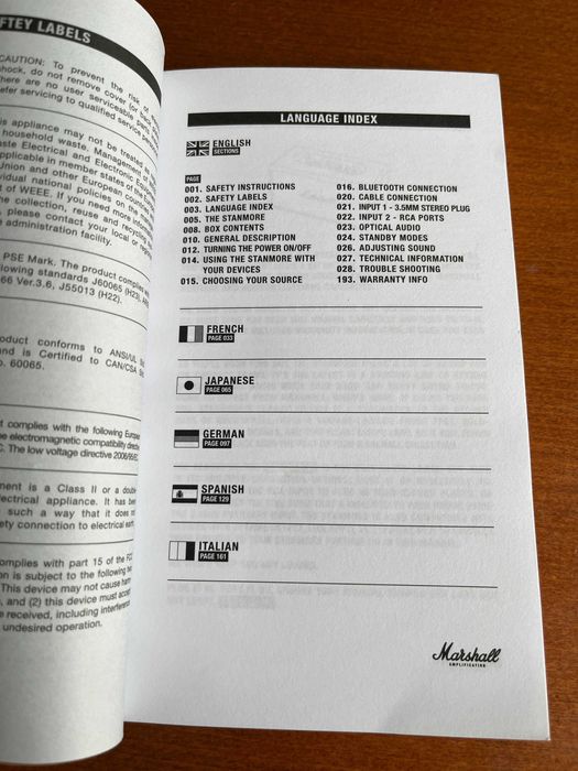 Marshall - User Manual: Stanmore - Active Stereo LoudSpeaker