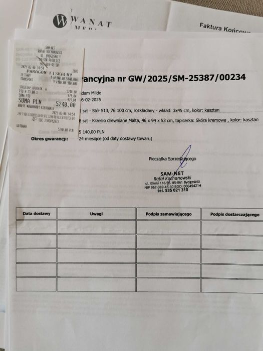 Stół rozkładany, 6 Krzeseł, komoda RTV i Barek zestaw mebli