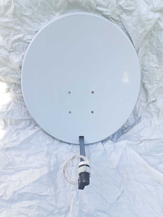 Antena satelitarna Talerz 80x75cm Biała Konwerter Długi uchwyt 2m
