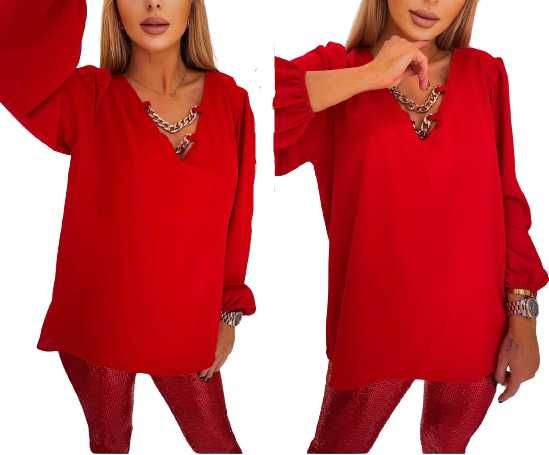 Bluzka MARI MARI z łańcuszkami czerwona uni