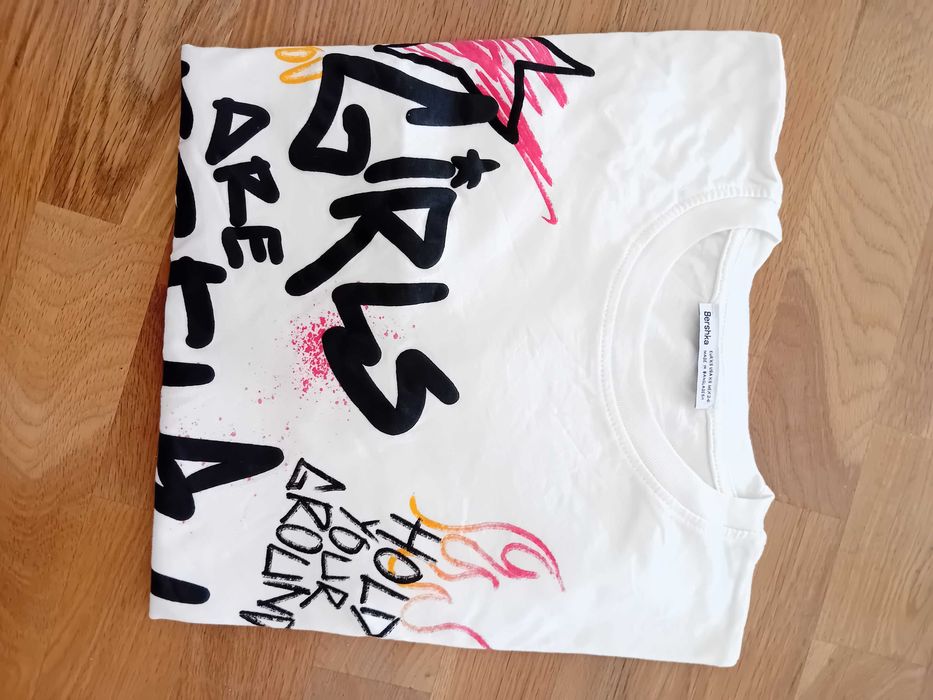 T-shirt branca estampada Bershka –  como nova
