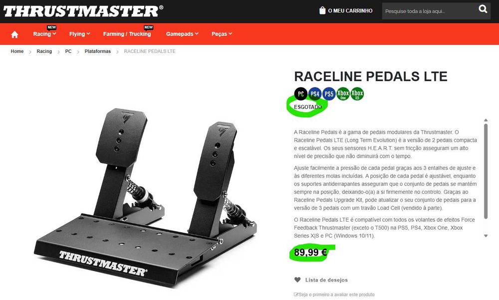 Thrustmaster Raceline Pedals LTE