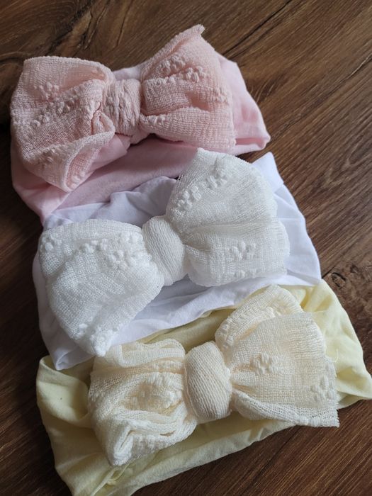 zestaw opasek dla dziewczynki z kokardkami 0-2lat