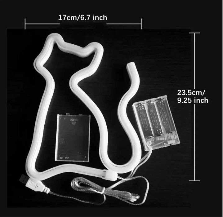 Настінний неоновий світильник-нічник "Котик" рожевий, теплий або синій