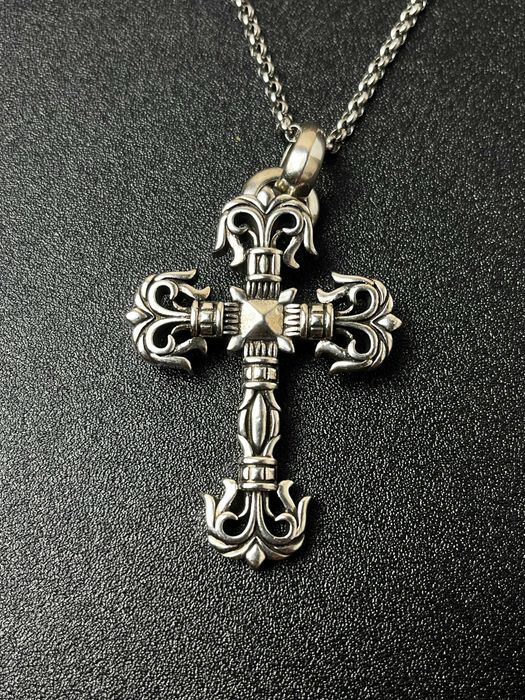 Срібна Підвіска Chrome Hearts Flame Cross | Крест Хром Хартс