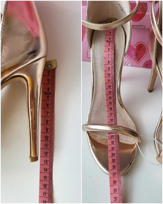 Złote sandały na obcasie szpilki 40/41 na wesele imprezę Primark