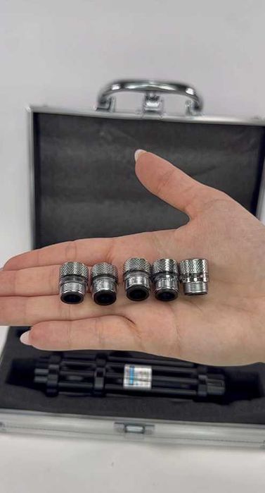 Лазерна указка b017 445nm потужний синій промінь насадки кейс мощная