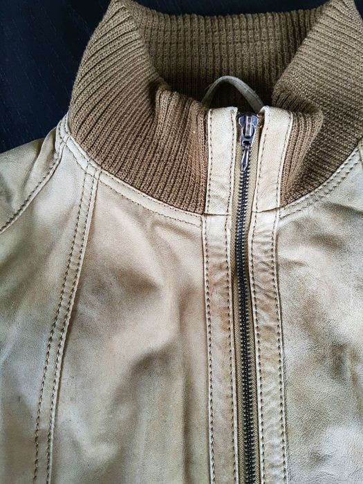 Kurtka skórzana M Pull & Bear jasny brąz beżowa camel