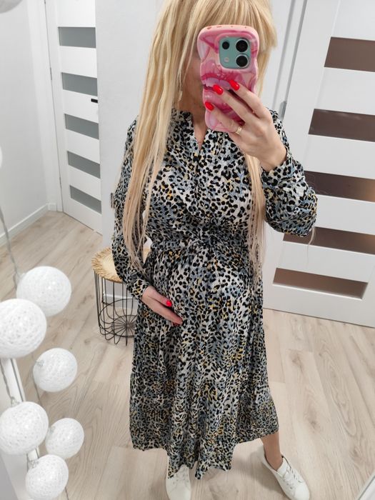 Sukienka w panterkę S ciąża karmienie