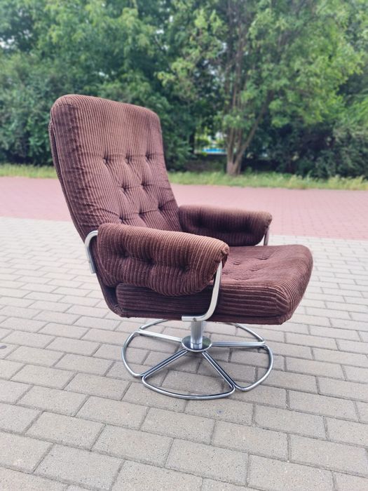 Fotel Bauhaus obrotowy w chromie mid-century lata 80 vintage design