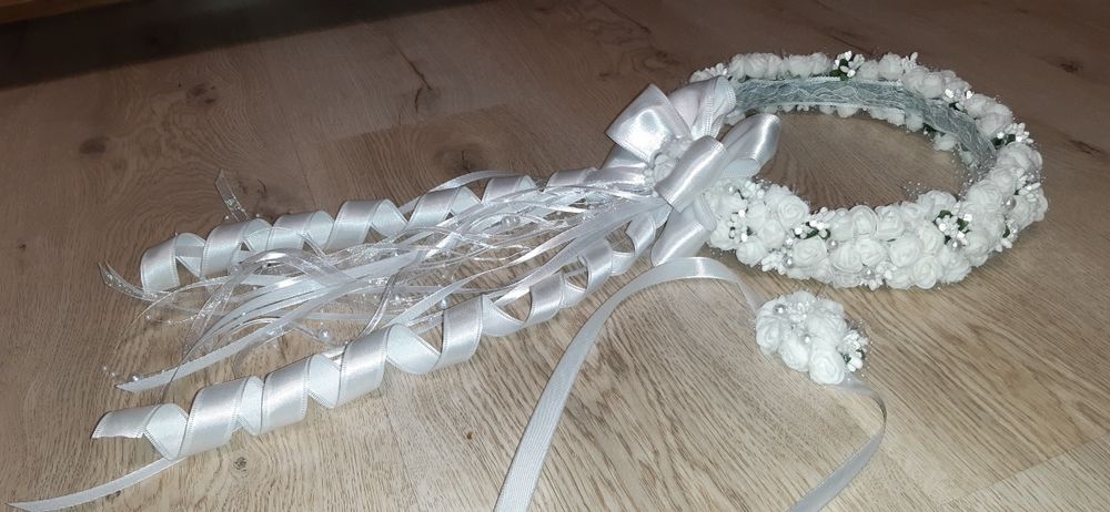 Wianek komunijny gruby biały