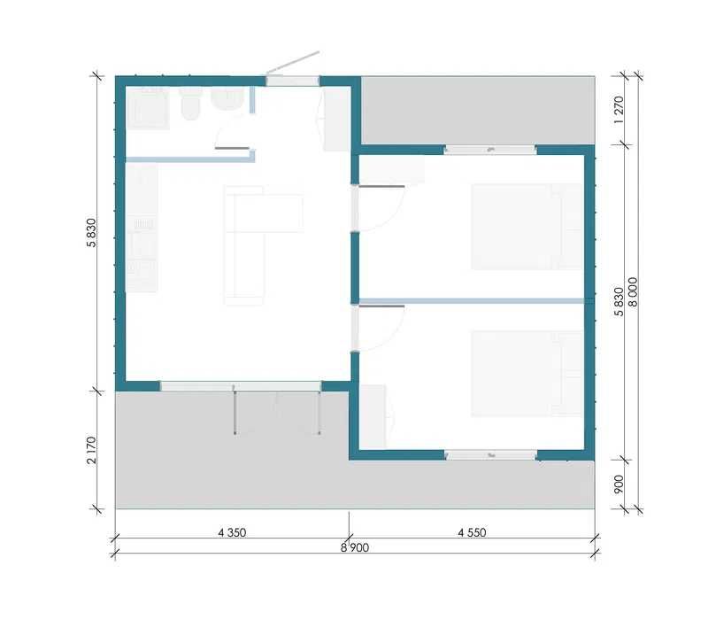 Модульний будинок Домокоплект 58 кв. м. у с. Софіївська Борщагівка
