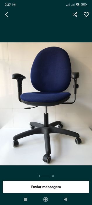 Cadeiras giratórias ajustáveis para secretária preta e azul