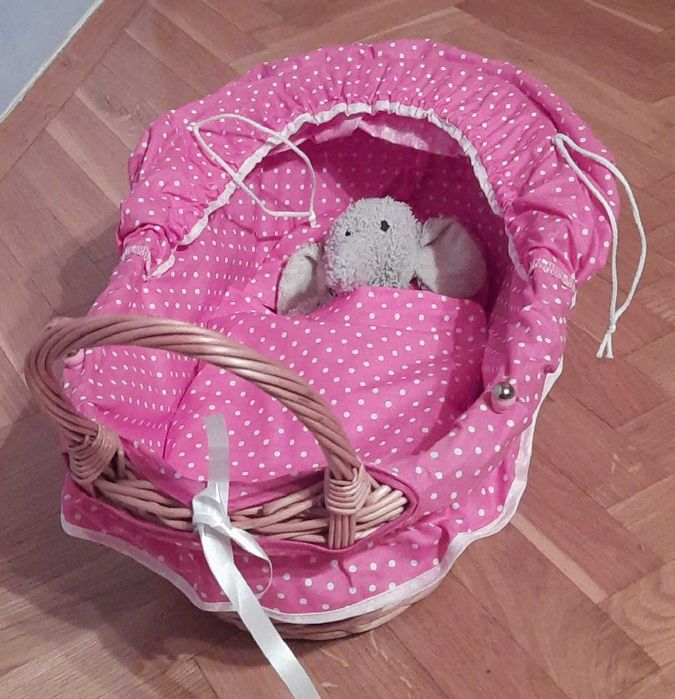 Wózek dla lalek z pościelą + łóżeczko