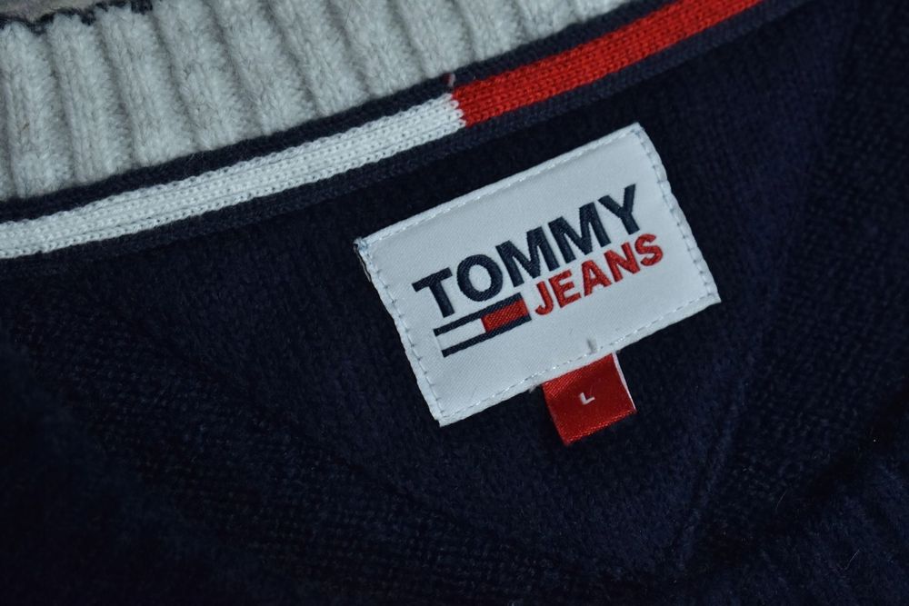Tommy Jeans Granatowy Sweter Z Mieszanki Materiałów L