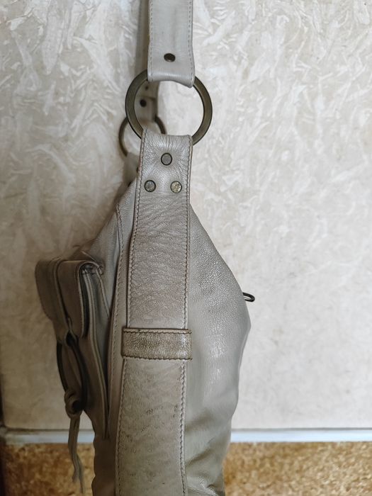 Сумка натуральная кожаная белая