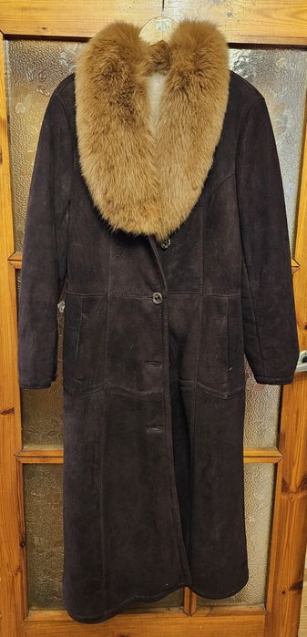 Kożuch naturalny bordowy 38/40