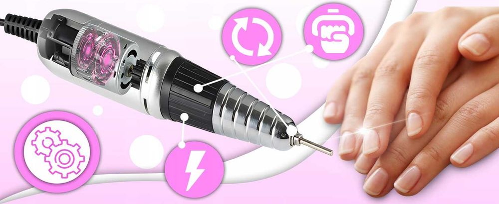 Frezarka do paznokci 65W + zestaw frezów 6 szt. manicure pedicure